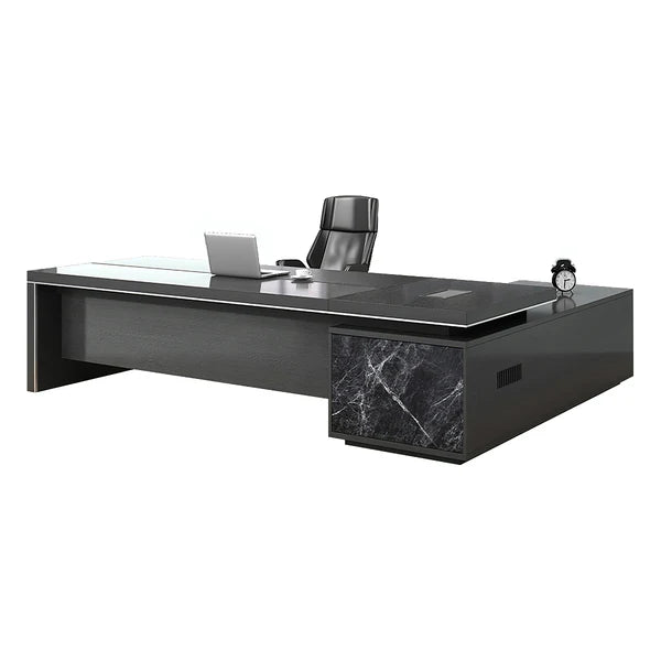 black marble modern l shaped executive desk kaguyasuLBZ 2135 main images 4