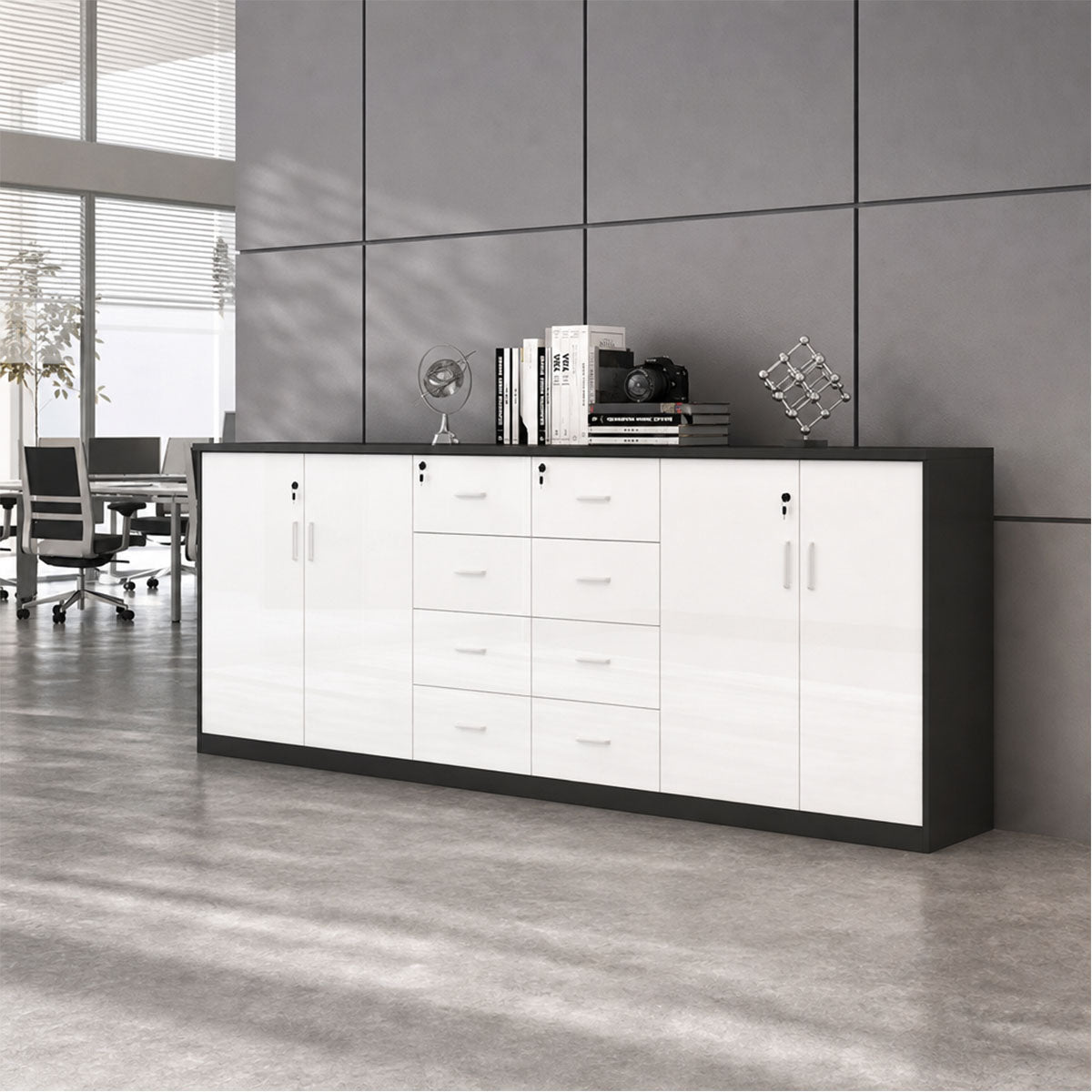 chic sideboard cabinet lockable bookcase kaguyasuCWG C077 main images 2 Hauptbild