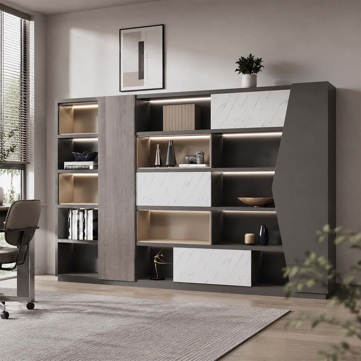 executive wooden bookcase cabinets and display cabinets kaguyasuLBG K039 main images 2