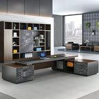 l shaped executive desk dark wood desk with storage kaguyasuLBZ 701 detailed images 2