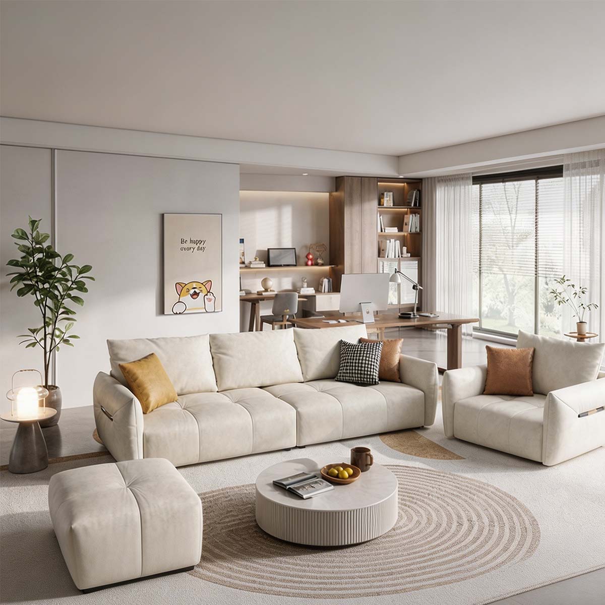 minimalist sofa premium small leather sofa for office kaguyasuBSF 019 main images 1 Main image