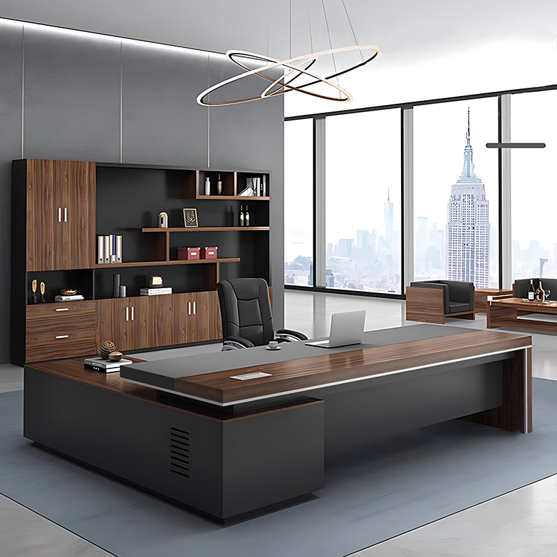 modern executive desk walnut desk with storage drawers kaguyasuLBZ 754 main images 23 Main image