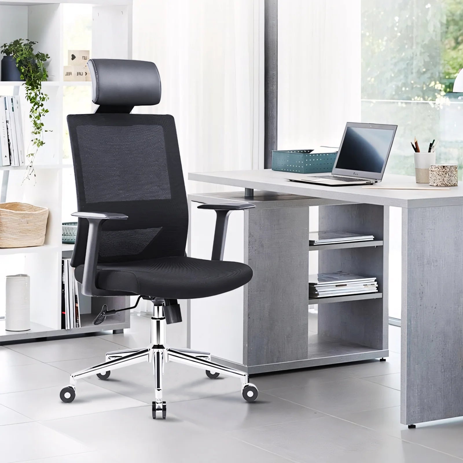 modern office chair ergonomic black office chair with mesh back kaguyasuBGY 39 main images 2