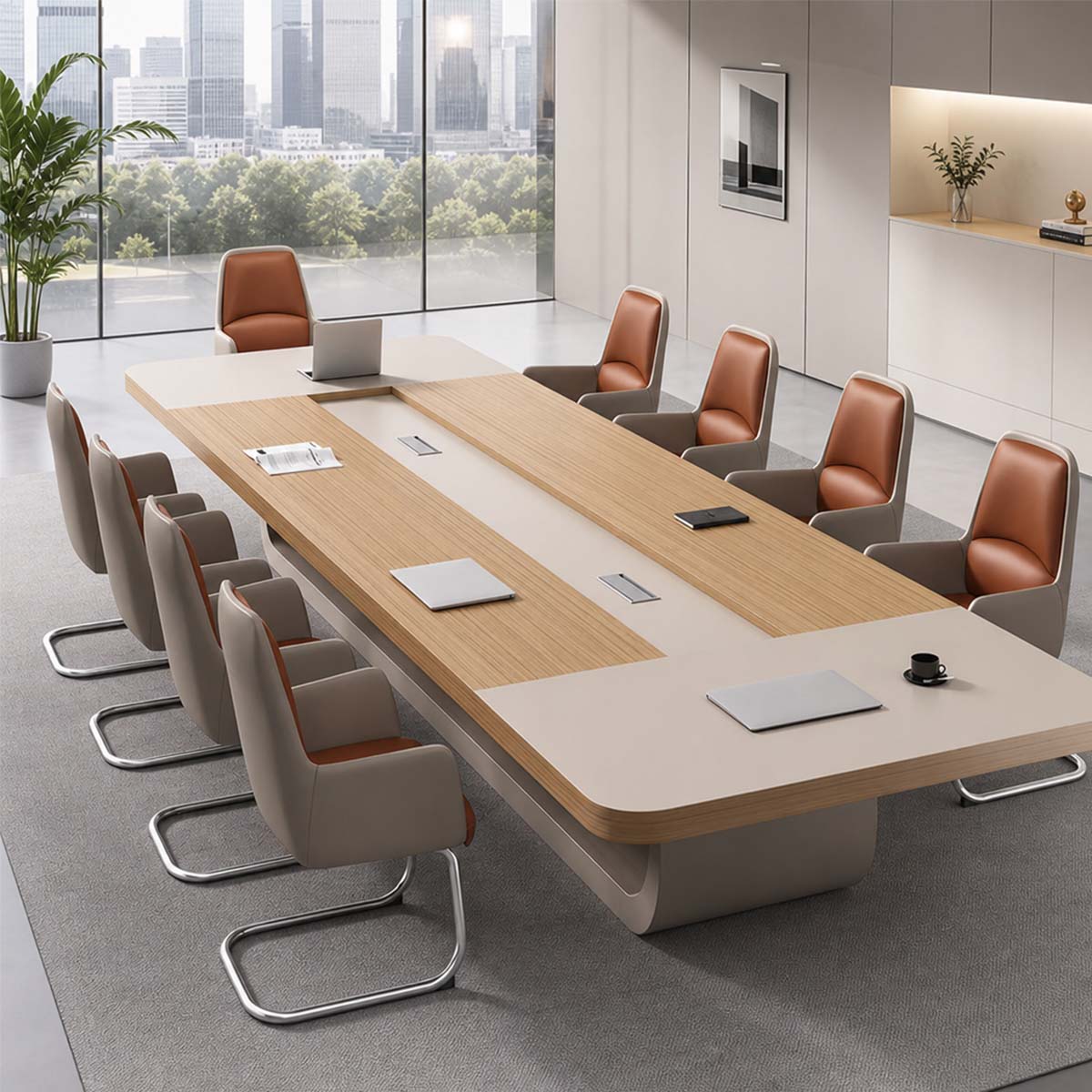 solid wood office table large meeting conference desk kaguyasuHYZ 083 main images 6
