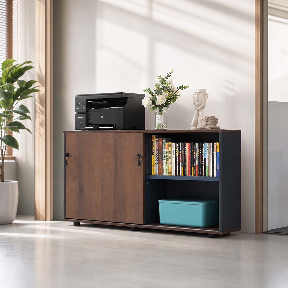 versatile bookshelf elegant sideboard cabinet in wood kaguyasuCWG 065 main images 2