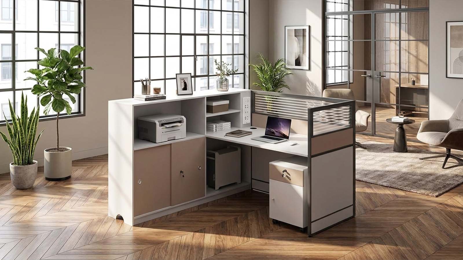 white desk with drawers white l shaped desk kaguyasuBGZ M002 detailed images 5