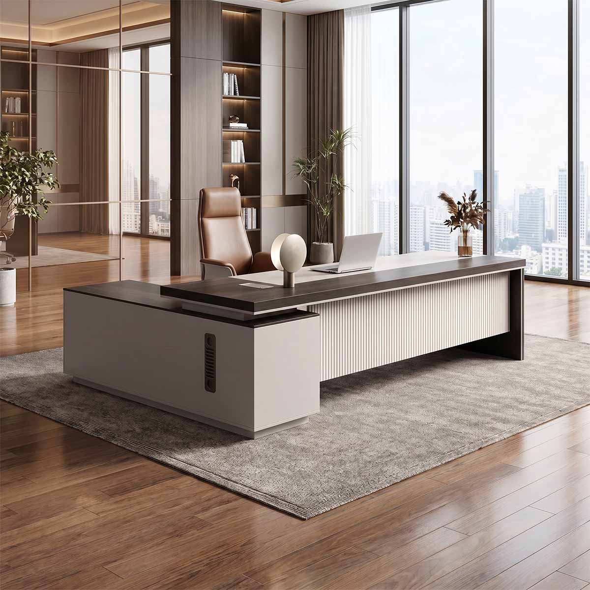 white wood desk l shaped executive desk kaguyasuLBZ 056 main images 1